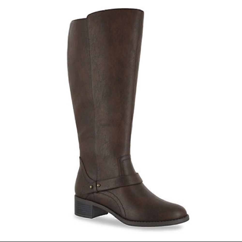 Easy Street Faux Leather Brown Jewel Riding Boots Size 7M New
